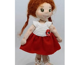 Anya Waldorf-pop, handgemaakte kunstpop, wol en katoen