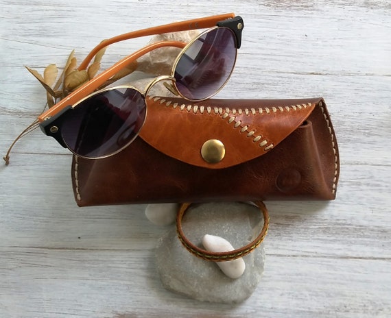 Father's Day gift Leather Eyewear Case Custom Leather Sunglasses Cover Handmade Mother's Day