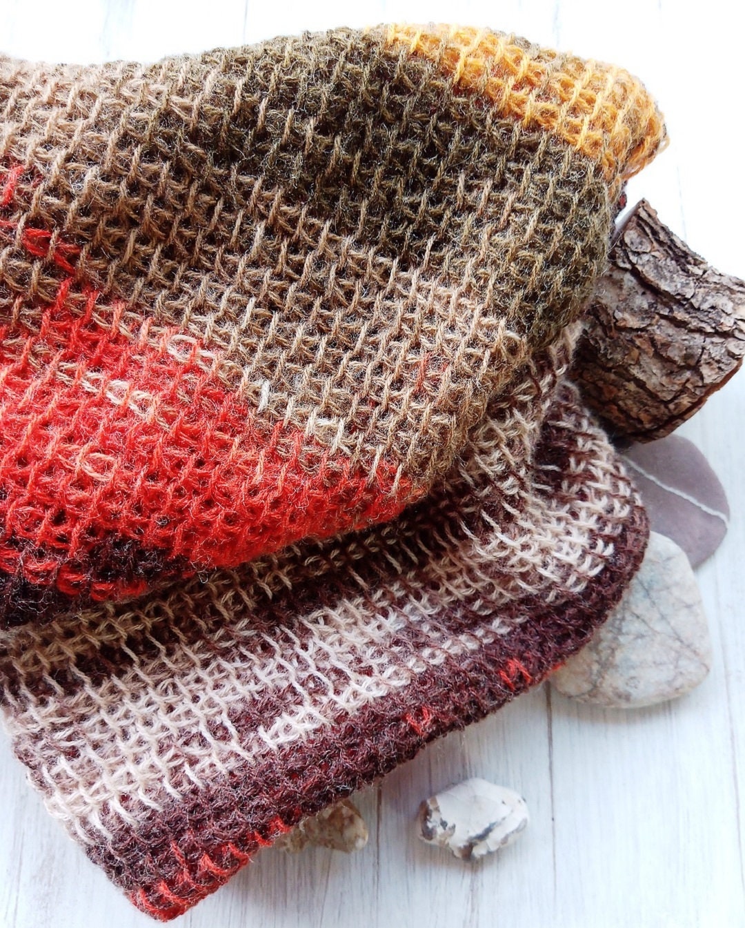 Scarves Hand Knit Infinity Scarf Tunisian Weave, Easter, Gifts - Etsy
