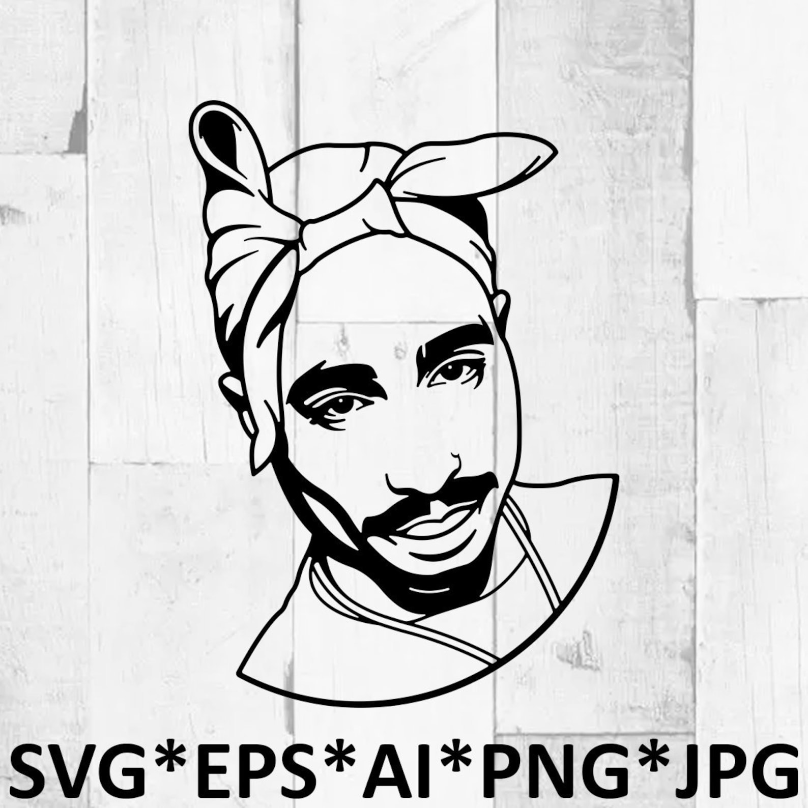 2PAC SVG Cutting Files #14, Tupac Shakur Digital Clip Art, Tupac SVG, Files...