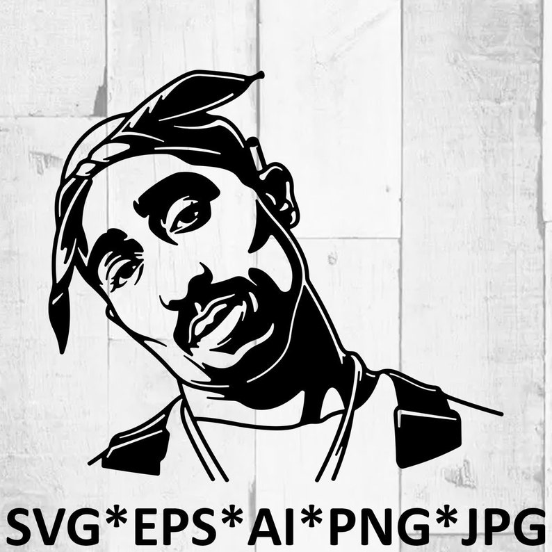 2PAC SVG Cutting Files 9 Rapper Digital Clip Art Tupac image 0.