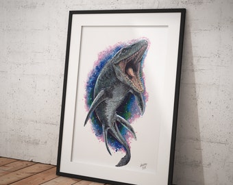 Mosasaurus Drawing Etsy