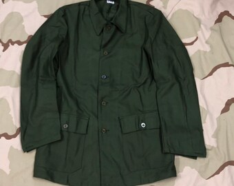 Swedish Military field shirt Jacket Green canvas 1980's
