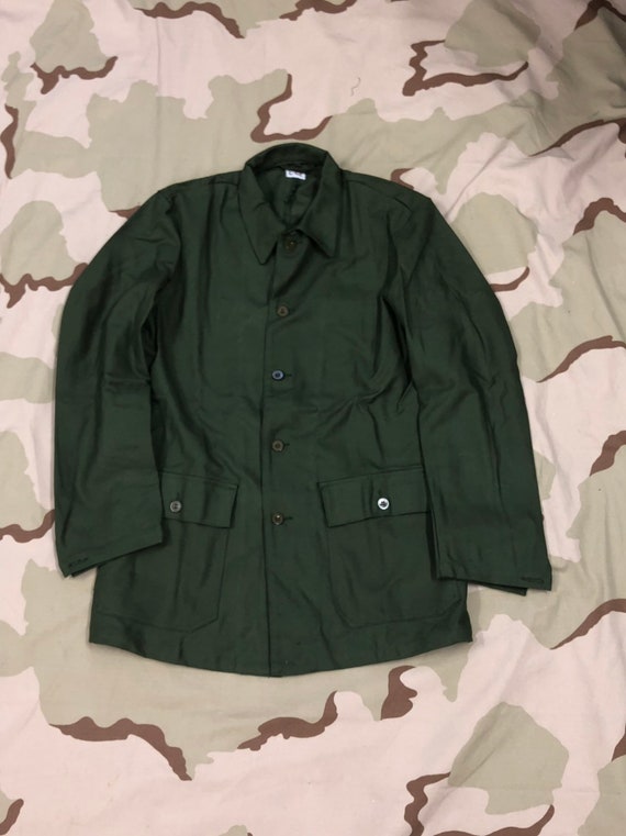 Swedish Military field shirt Jacket Green canvas 1