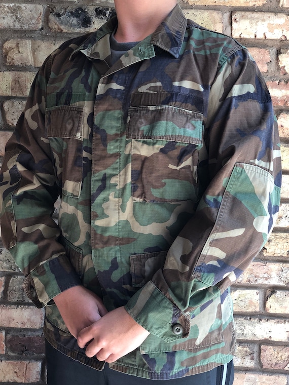 Us Army u Shirt Camo Woodland Gebraucht Mantel Kampf Jacke Etsy