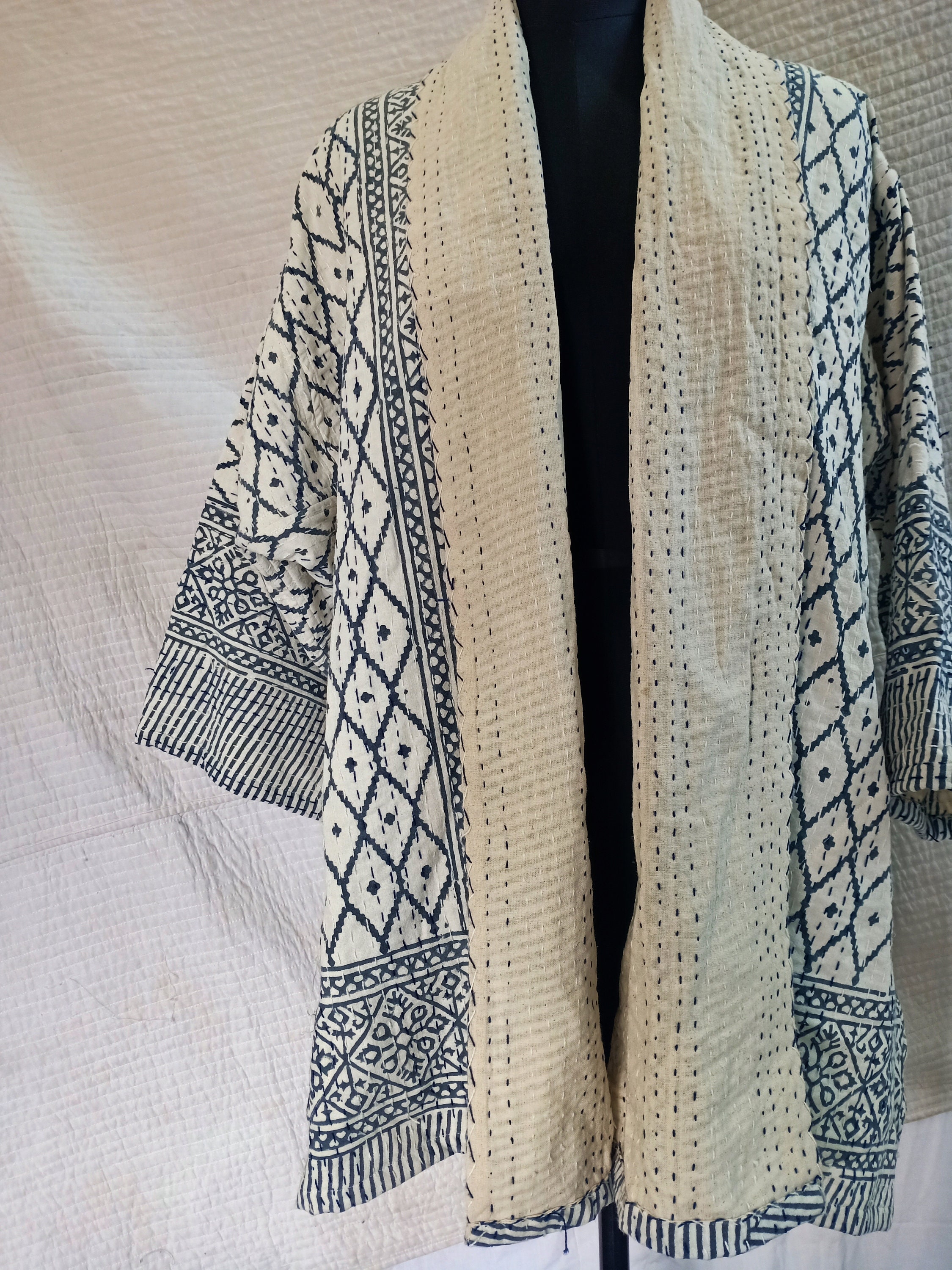Repurposed kantha quilt kimono jacket Summer jacket hand Etsy