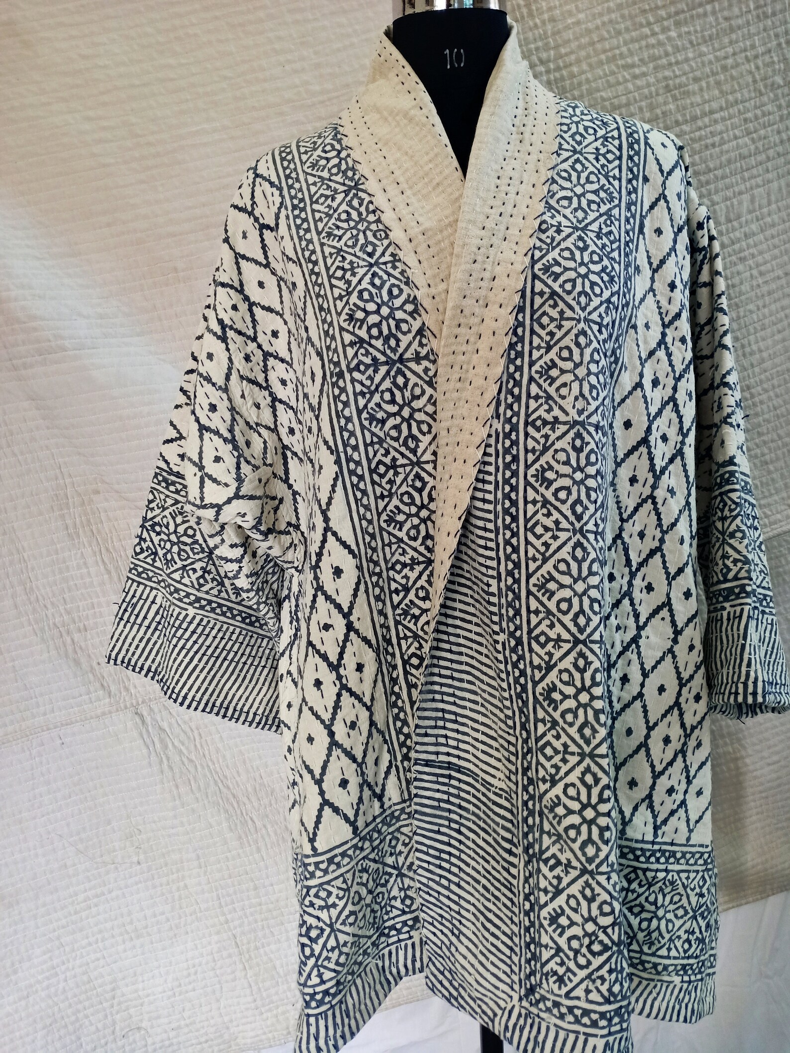 Repurposed Kantha Quilt Kimono Jacket Summer Jacket Hand Block Etsy