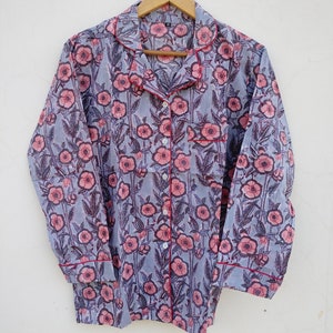 Handmade Cotton Pajama Set, Floral Print Night Suit