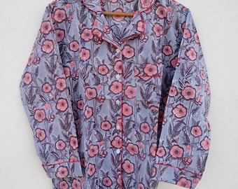 Handmade Cotton Pajama Set, Floral Print Night Suit