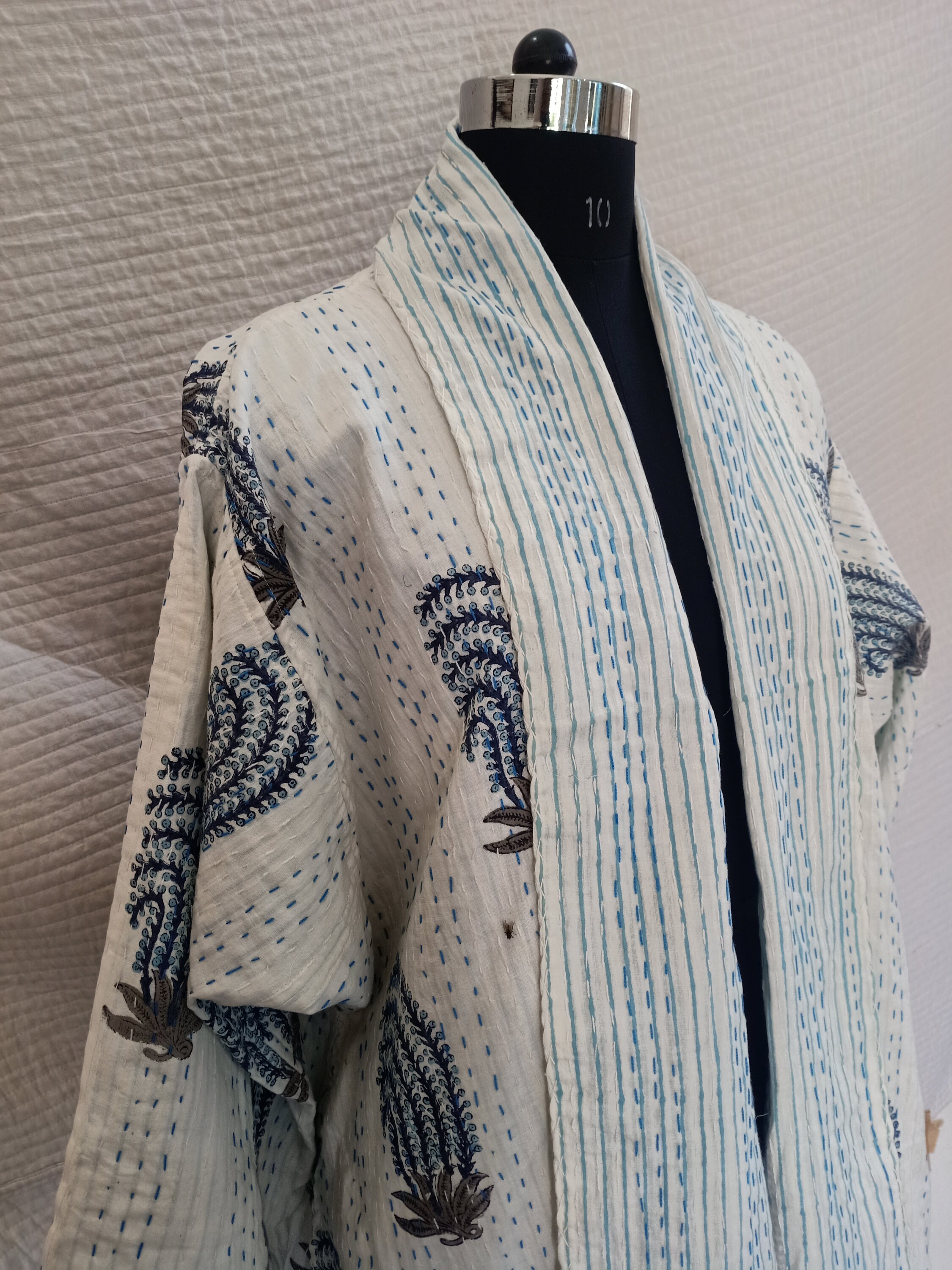 Repurposed kantha quilt kimono jacket Summer jacket HAND BLOCK Etsy