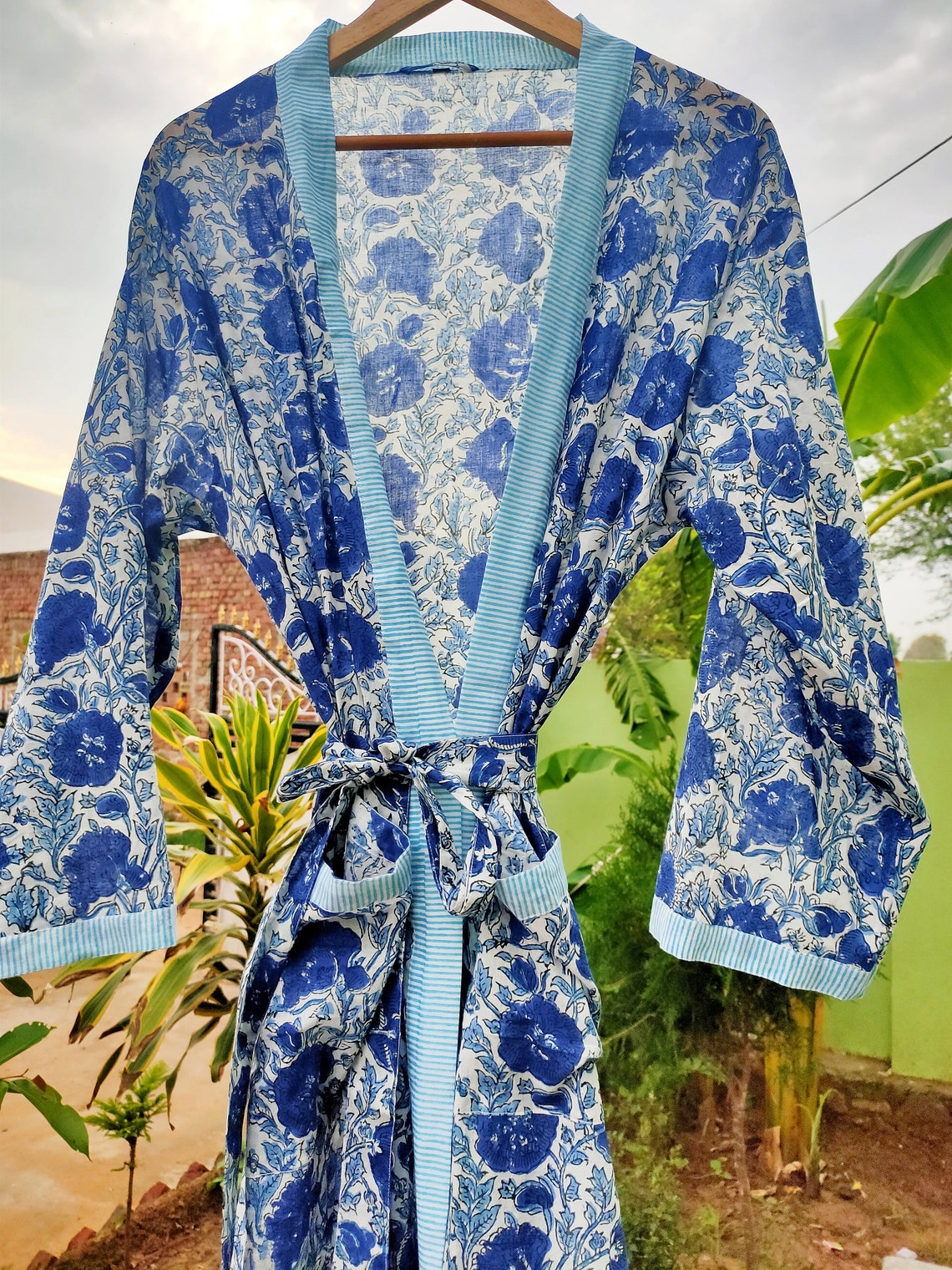 Bath robe Cotton RobeKimono Indian Pure Cotton hand Printed Etsy