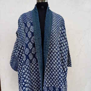 Indian handmade new indigo kantha kimono for women wear gift for her kimono jacket patchwork kimono