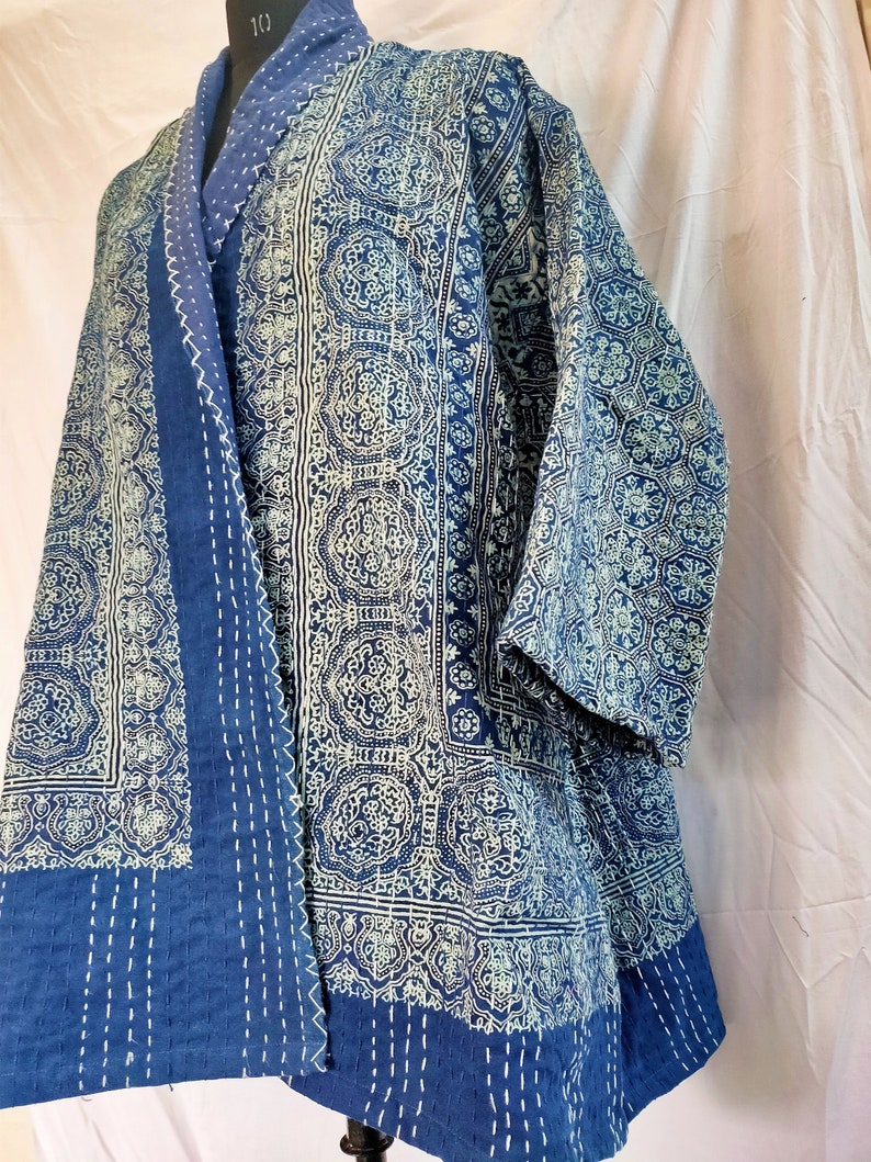 Repurposed kantha quilt kimono jacket Summer jacket Haori Etsy