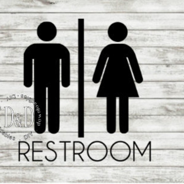 restroom svg, restroom washroom sign cut file, man woman silhouette bathroom sign design, commercial use svg pdf, farmhouse sign svg