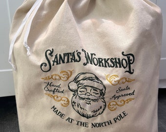 Embroidered Santa Sack | Extra Large Gift Bag | Reusable Gift Bag | Christmas Decor