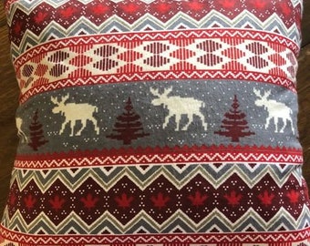 Christmas Pillow | Red Moose | Throw Pillow | Home Decor | Christmas Decor | Gifts for Mom | Handmade | Moose Print
