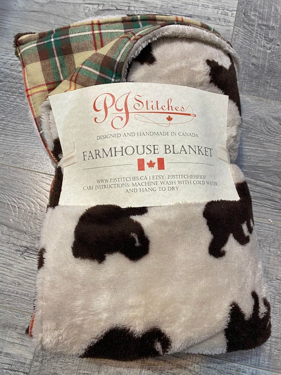 Farmhouse Blanket | Woodland Theme | Bear Blanket | Throw Blanket | Home Decor | Cabin Decor