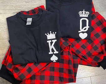 Pyjamas King OU Queen | Pyjamas pour couples | Pyjamas assortis | Vêtements de détente