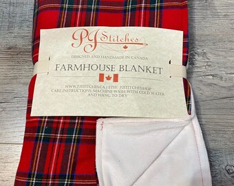 Farmhouse Blankets | Country Decor | Throw Blanket | Plaid | Christmas Blankets | Cabin Blanket | Fleece | Christmas Decor