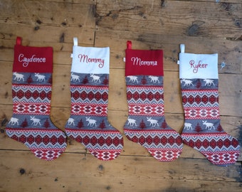 Personalized Christmas Stocking | Moose Stockings | Christmas Decor | Home Decor | Farmhouse Stocking | Christmas Gift | Holiday Decor