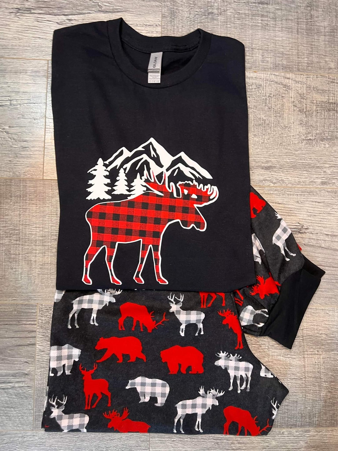Moose Christmas Pyjamas Matching Family Pyjamas Christmas Pajamas Etsy Canada