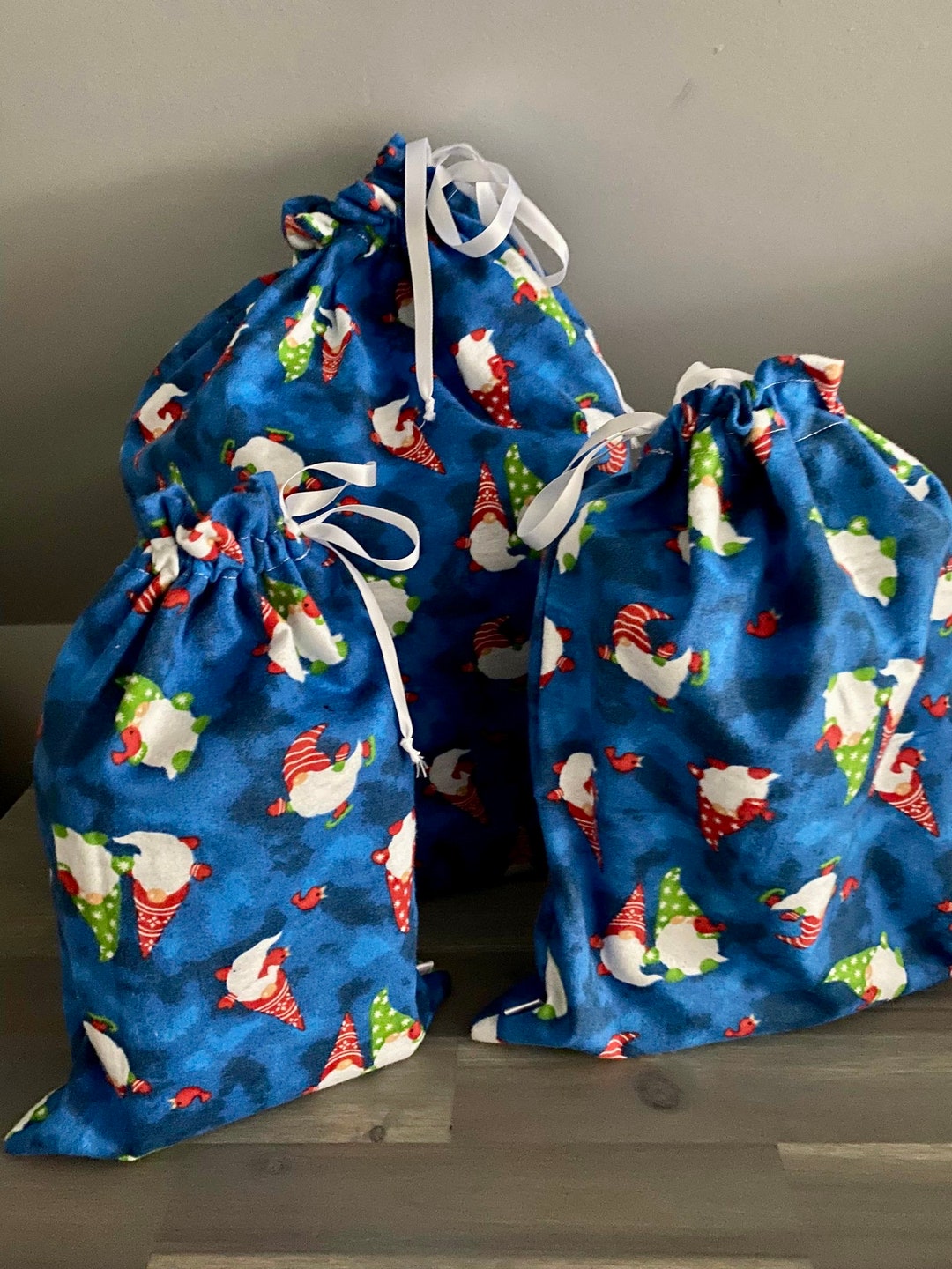 Holiday Gift Bags Christmas Gift Bags Reusable Gift Bags Gnome Fabric Santa Sack Christmas Decor