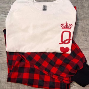 King OR Queen Pyjamas Couples Pyjamas Matching Pyjamas Loungewear Queen Red and White