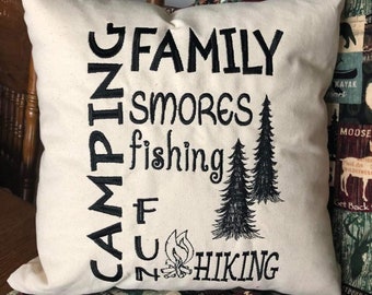 Camping Cushion | Throw Pillow | Outdoors | Cabin Decor | Camping