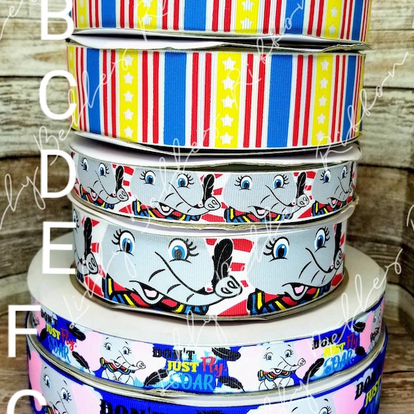 Unleash Your Imagination with Our Dumbo-Inspired Designer Grosgrain Ribbon: Soar with the Circus