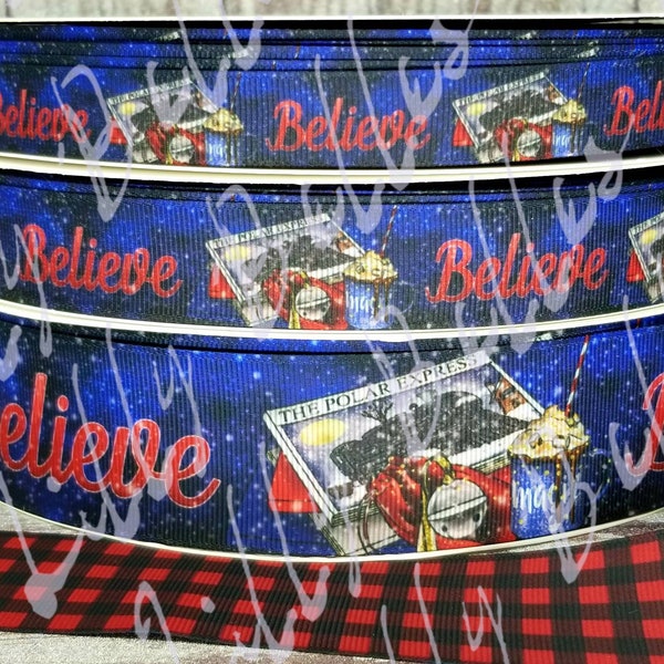 Believe Inspired by Polar Express double sided Designer Ribbon