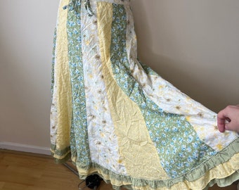 Falda midi de patchwork Y2K Per Una. Reino Unido 10