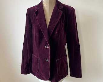 Vintage Lila Samt Blazer, Lila Samt Jacke. Großbritanien 12