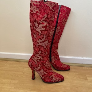 Red Velvet Boots Etsy