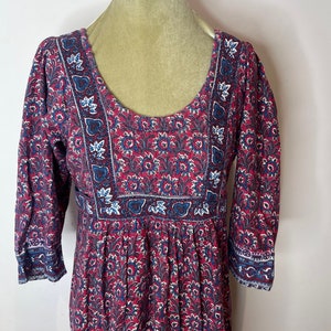 Vintage 70&#39;s Indian block print maxi dress. UK 8 - 10