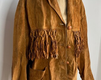 Vintage 1990s G4000 Fringe Suede Leather Jacket / Fall Outerwear Vintage 1990s G4000 Fringe Suede Leather Jacket / Fall Outerwear