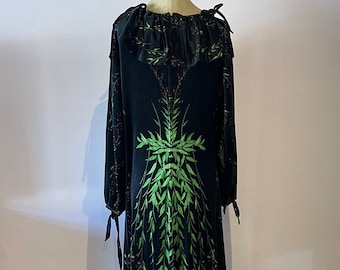 Vintage 1970's Travona velvet dress, 70's velvet maxi dress. UK 14 - 16