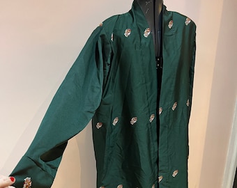 Vintage green robe, handmade green robe, costume. One Size.