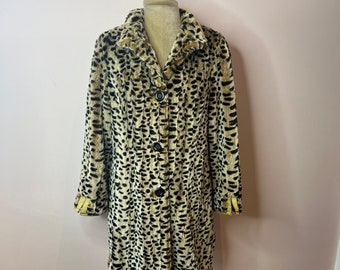 Leopard print coat, Chamonix faux fur coat, animal print faux fur jacketf, UK Size 10