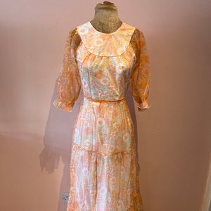 robe maxi florale vintage des années 70, robe romantique. Royaume-Uni 4