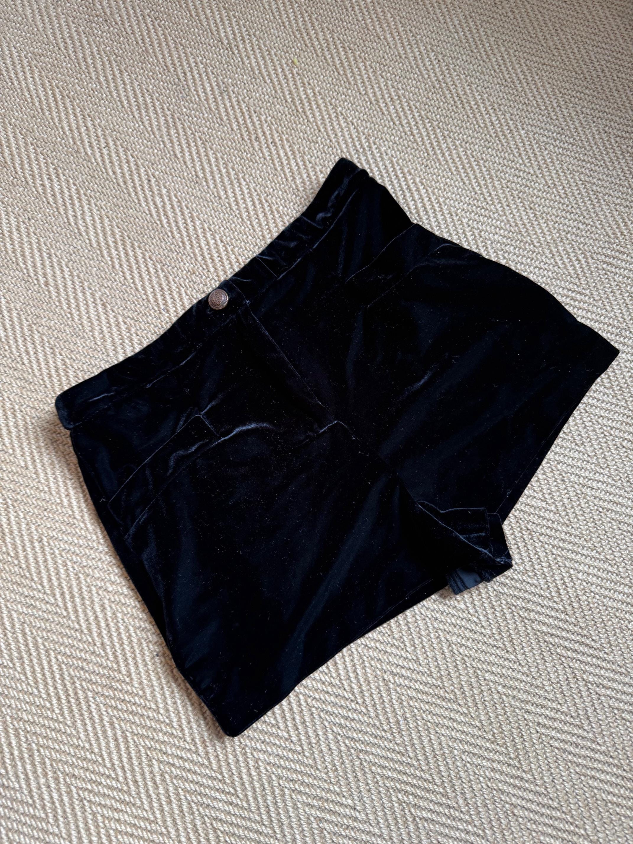 Vintage Topshop Black Velvet Hot Pants: UK Size 8-10 Australia
