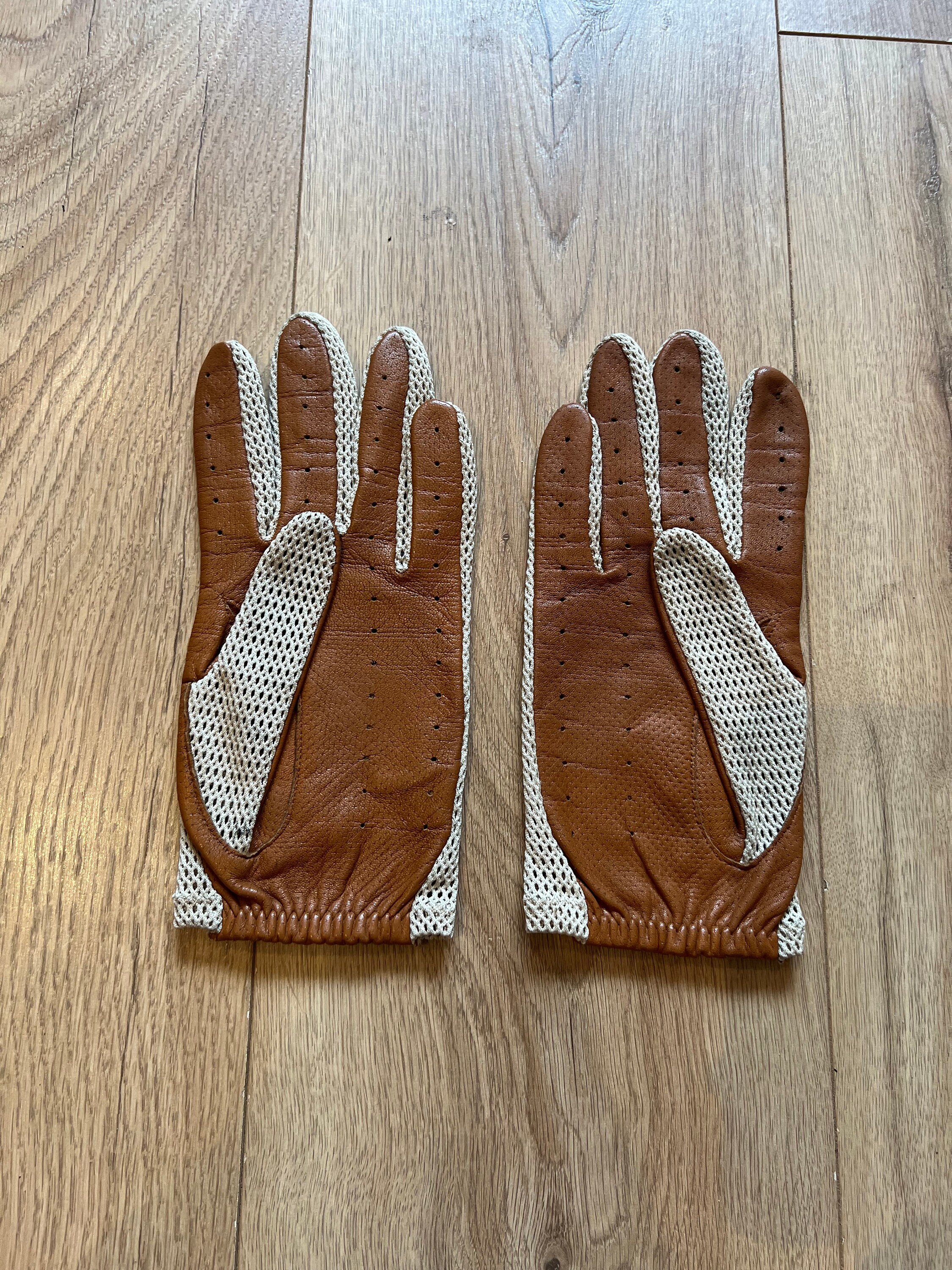 完売品】stein LEATHER GLOVE BLACK Vintage string back tan leather