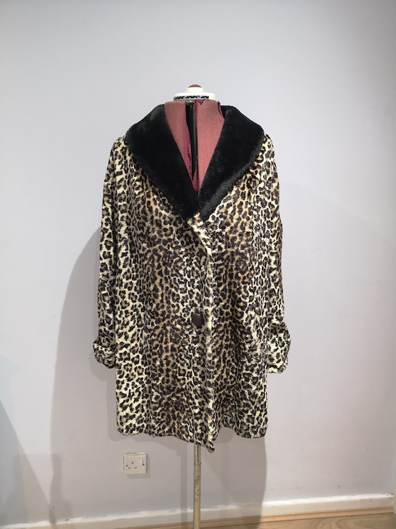 1960's leopard print coat, 60's faux fur coat, vin