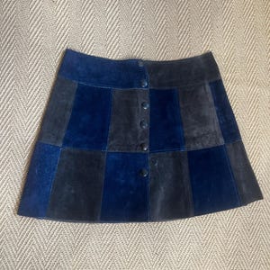 Spódnica zamszowa w stylu vintage z lat 70., mini spódniczka zamszowa. Rozmiary UK 6-8