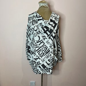 Vintage Y2K graphic sweater, Bernd Linek, cowl neck jumper, batwing logo sweater. UK 12