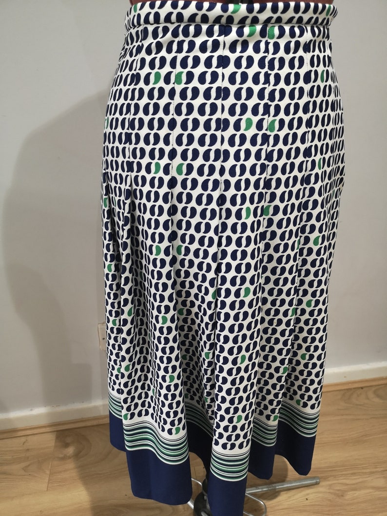 Vintage Geometric Print A-line Skirt - M