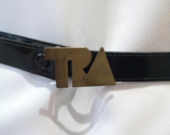 Amiee Lynn Black Patentgg Leather Adjustable Belt Gold Hook 