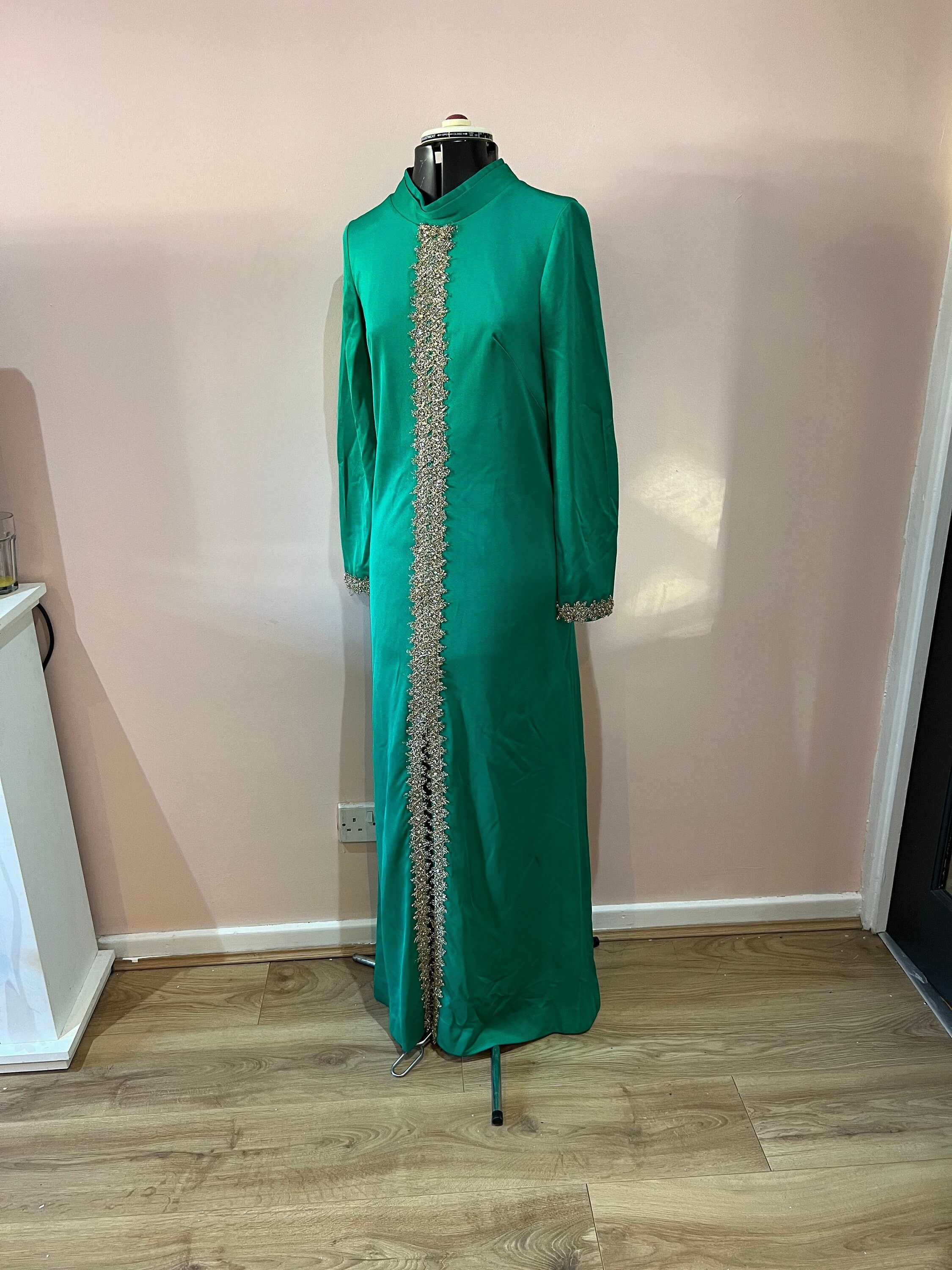 Vintage 1960's Green Evening Dress 60's 