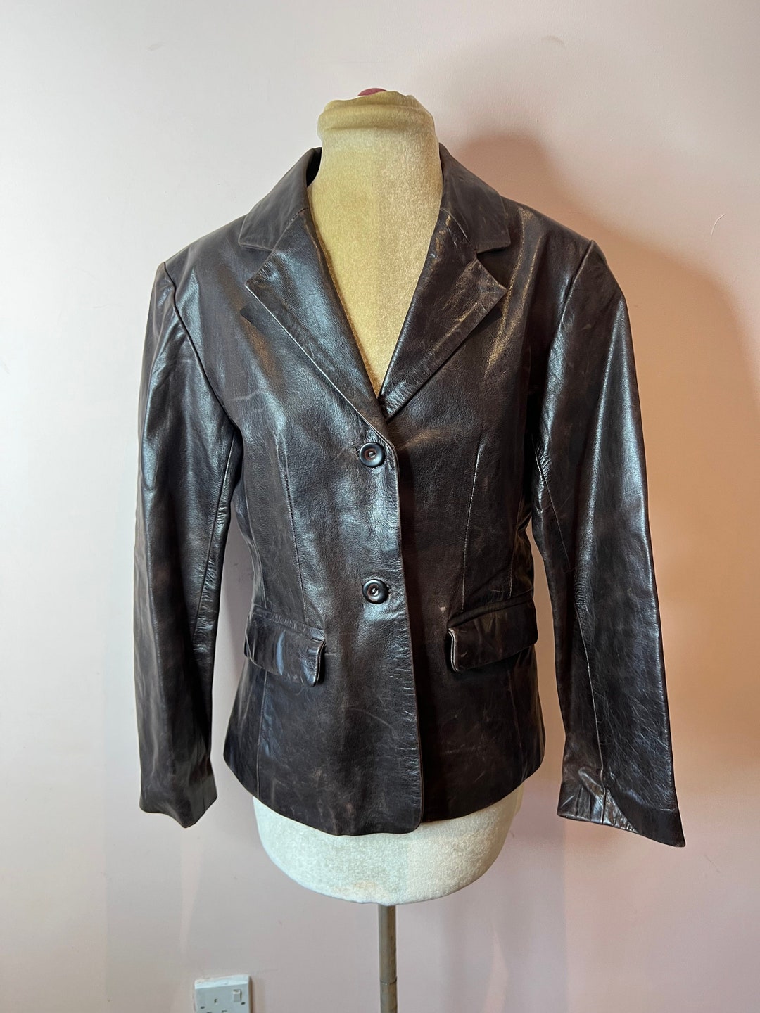 y*k様 Ameri vintage RETRO FAKE LEATHER JA Vintage Black Leather Motorcycle Jacket Betty Boop Studded