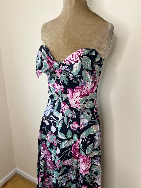 Vintage Laura Ashley floral strapless dress, long… - image 9