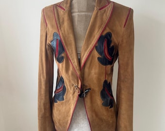 Rare M 1970s East West Musical Instruments Leather Jacket Two-tone